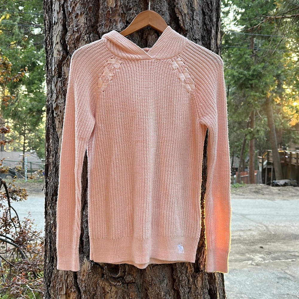 Abercrombie Kids Pink Hooded Knit Sweater